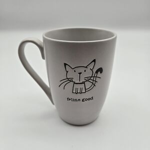 Prima Design " Feline Fine" Cat Lady Etched Coffee Mug White Stoneware